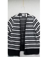 Alfred Dunner Jacket Womens Petite Medium Black White Stripe Blazer Open... - $17.81