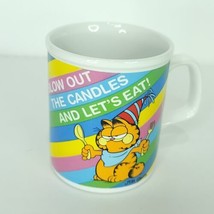 Vintage Enesco Garfield Birthday Coffee Mug Blow Out the Candles Let&#39;s E... - £19.41 GBP