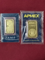 Gold Bars PAMP Suisse 1 Ounce + APMEX 1 Ounce Fine Gold 999.9 In Sealed ... - £3,302.69 GBP