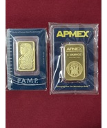 Gold Bars PAMP Suisse 1 Ounce + APMEX 1 Ounce Fine Gold 999.9 In Sealed Assay - $4,200.00