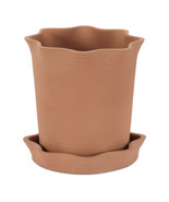 Wavy Ceramic Planter with Saucer 7&quot;H - $82.16 CAD
