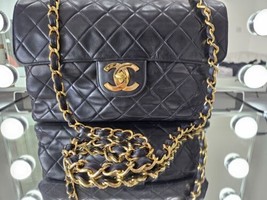 Vintage Chanel Jumbo Classic Single Flap Bag in Black Lambskin 3 Series Used  - £2,769.15 GBP