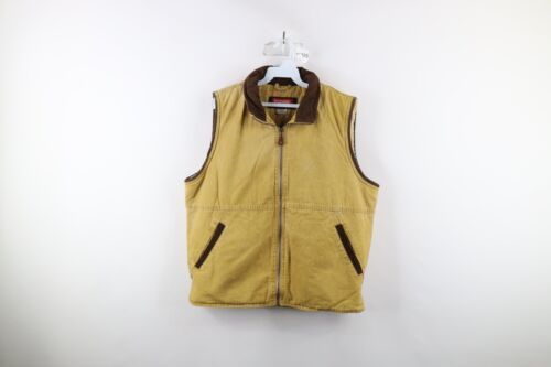 Primary image for Vintage Wrangler Mens Medium Faded Deep Pile Fleece Lined Canvas Vest Jacket