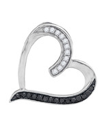 10k White Gold Round Black Color Enhanced Diamond Heart Love Fashion Pen... - $3,782.36 MXN