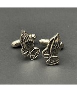 Vintage Praying Hands Prayer Religious Cufflinks Silver Color - $17.49 CAD