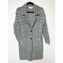 Magaschoni Womens Faux Fur Houndstooth Acrylic Sweater Coat Black White ... - $34.65