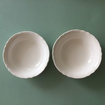 Vintage 70s White Desert Bowls Ceramic Round Scalloped 6&quot; in Diameter Set of 2 - £11.76 GBP