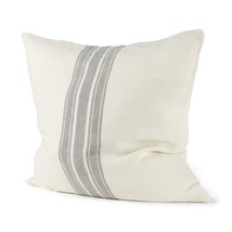 Off White Pillow Cover With  Ash Gray  Stripes - $1,792.44 MXN