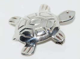Vintage Sterling Silver Artisan Designed Turtle Brooch Pin - £35.82 GBP