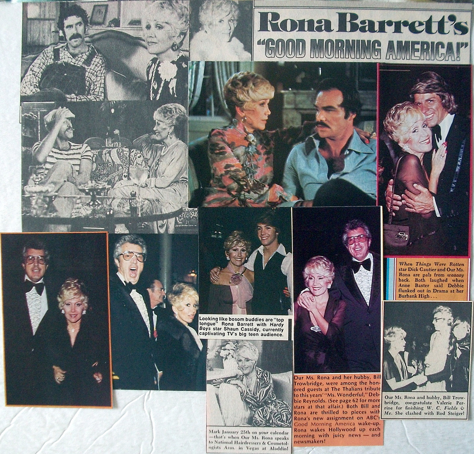 RONA BARRETT ~ 14 Color and B&amp;W Vintage CLIPPINGS, Articles from 1975-1977 - $6.67