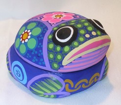 As-Is 4&quot; Toad Frog Trinket Keeper Jewelry Box Handmade Clay Pottery Ceramic - £11.05 GBP