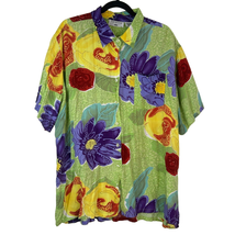 Carolina Colours Short Sleeve Collar Button Front Floral Shirt Rayon Womens 24W - £12.94 GBP