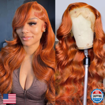 Cute Fairy Ginger Wig Lace Front Human Hair 13X6 Hd Transparent Body Wav... - $200.71