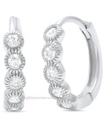 Genuine Diamond Huggie Hoop Earrings - Set in Solid Sterling Silver - .3... - £50.79 GBP