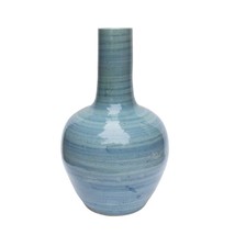 Vintage Style Sky Blue Porcelain Globular Vase 23&quot; - $475.19