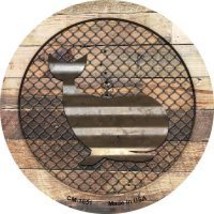 Corrugated Whale on Wood Novelty Metal Mini Circle Magnet CM-1051 - £10.26 GBP