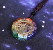 Orgonite 7 chakra necklace with cord balance chakras protect from negati... - $32.00
