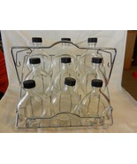 Vintage Chrome Metal Bottle Rack with 9 Bottles, Stands on Counter, Has ... - £75.11 GBP