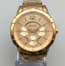 Relic Watch Men Rose Gold Tone 35mm Day Date New Battery 6&quot; - £23.48 GBP