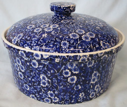 Crownford China Staffordshire Calico Blue Round Covered Casserole 9&quot;, - £97.72 GBP