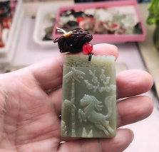 2.4&quot; Chinese Certified Nature Hetian Nephrite Jade Lucky Horse Pendants - £45.14 GBP