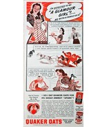 QUAKER OATS - A Glamour Girl - 1941 Vintage Print Ad - Great Energy Spar... - $10.46