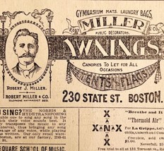 Miller Awnings Boston Advertisement 1899 Victorian Xanax Quack Medicine DWEE3 - £18.92 GBP