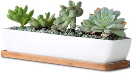 11Inch Long Rectangle White Ceramic Succulent Planter Pots/Mini, Long Rectangle - £28.85 GBP