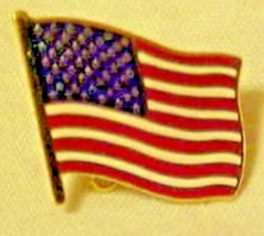 Waving USA Flag Patriotic Stars &amp; Stripes Hat Lapel Pin Red White Blue Stars &amp; S - £3.91 GBP