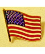 Waving USA Flag Patriotic Stars &amp; Stripes Hat Lapel Pin Red White Blue S... - £3.85 GBP