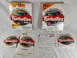 TurboTax 2000 Deluxe and State Original Box, CD-ROM, Manuals, &amp; Inserts ... - $21.46