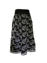 Willie Smith Embroidered Midi Skirt, Size 6, Black/White - $10.87