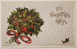 Christmas Wish Mistletoe Ball with Glitter Applique Postcard H29 - £7.07 GBP