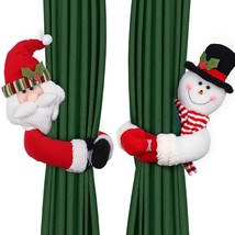 D-FantiX Christmas Curtain Buckle Tieback Set of 2, Santa Snowman Curtai... - $37.99