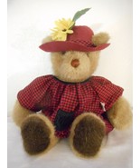 Gund Bear Tales Plush Tan Teddy Bear 15&quot; Tall Red Black Checked dress Hat - $45.98