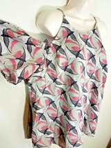 Apt 9 Cold Shoulder Flying Bird Print Blouse Beige Coral Black Sz XL NWT - $17.99