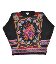 All Points by Reference Point Floral Sweater Womens L Ramie Knit Bouquet... - £18.80 GBP
