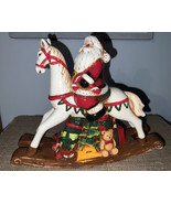 10&quot; Vintage Santa Claus Rocking Horse Christmas Table Centerpiece Decor ... - £17.87 GBP