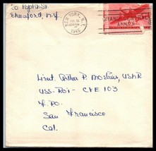 1945 US Postal History Cover - New York, NY to USS Roi, San Francisco, CA J1 - £2.36 GBP