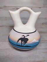 Vintage Southwestern Wedding Vase Pottery Carved Sunset Signed Navajo William - £20.59 GBP