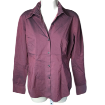 New York &amp; Company Collared Button Up Blouse ~ Sz S ~ Maroon ~ Long Sleeves - £10.28 GBP