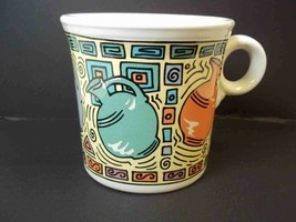 Fiesta coffee mug Dancing Carafes Homer Laughlin Ring Handle 8 oz - $8.51