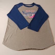 Sport-Tek Softball Tournament USFA Women&#39;s Gray &amp; Blue Cotton Reglan T-S... - $10.39