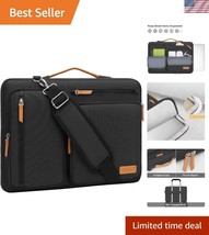 Convenient Side Open Black Laptop Bag with Adjustable Strap &amp; Multiple P... - $43.50