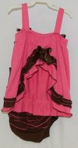 I love Baby Two piece Sun Top Ruffled Bloomers Hot Pink Brown Size 3 to4 T image 3