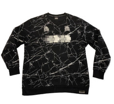 Pink Dolphin Crewneck Pullover Sweatshirt Black White Marble All Over Pr... - £19.02 GBP