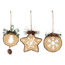 Ornament Wood Cutout, 3 assorted SHIPS IN 24 HOURS - MJ - $19.88