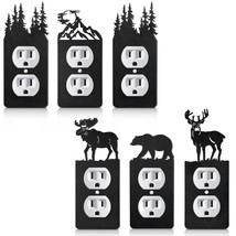 6 Pcs Metal Bear Light Switch Cover Moose Tree Mountain Elk Black Outlet... - $40.99