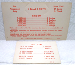 Kick-Off Pinball Machine Game Original Instruction Replay Value Cards 19... - £26.52 GBP