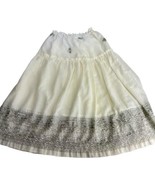 cotton elastic waist tier white embroidered A-line peasant skirt - £26.23 GBP